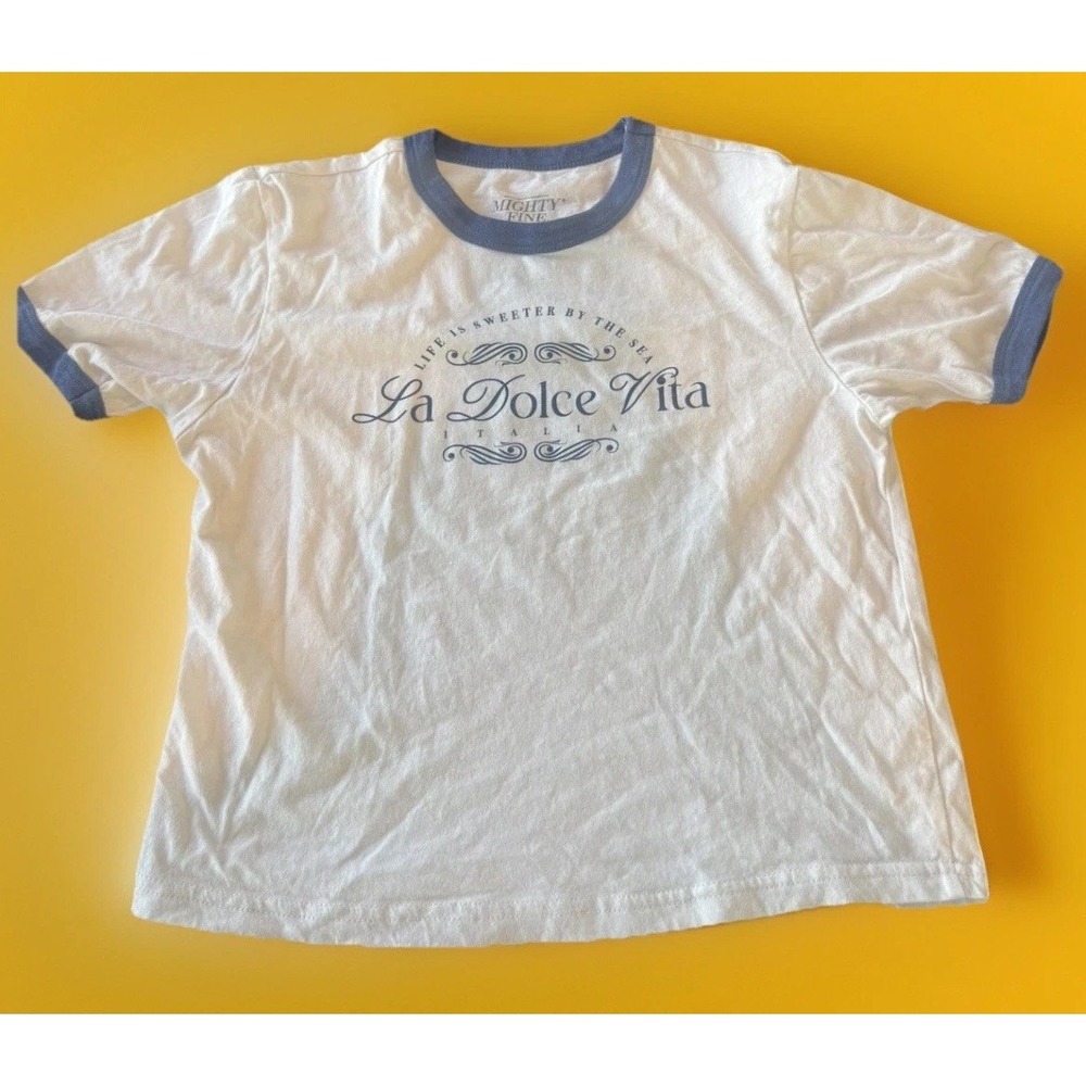 Mighty Fine La Dolce Vita Ringer T-Shirt "Life is Sweet by the Sea" size XXS